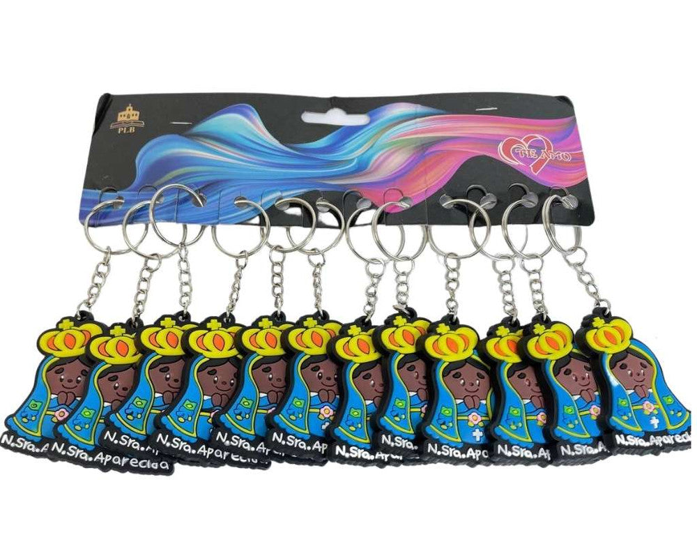 RUBBER KEYCHAIN OUR LADY APPARITION LIGHT BLUE COVER – Set of 12