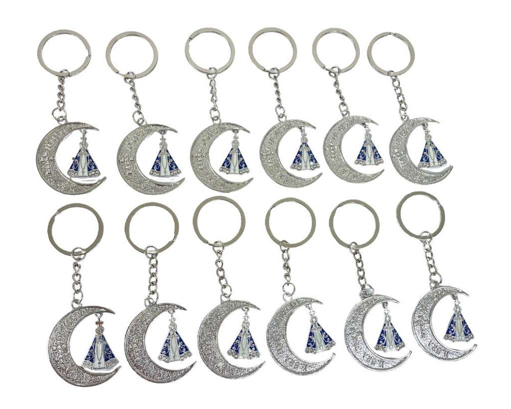 SILVER KEYCHAIN OUR LADY OF APPARITIONS MOON-Set of 12
