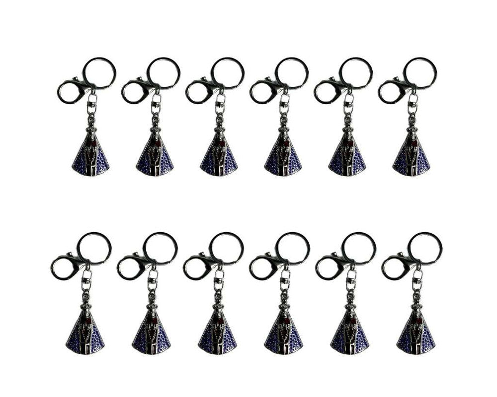 SILVER STAINLESS STEEL KEYCHAIN O.LADY APPARITIONS BROWN – Set of 12