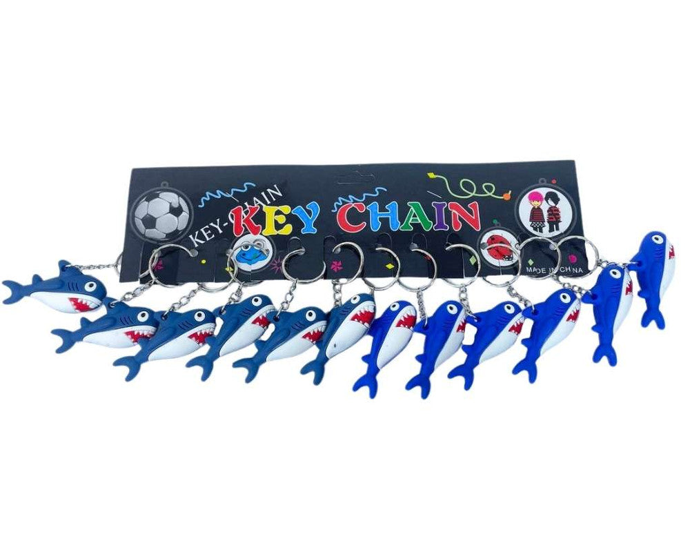 RUBBER BLUE SHARK KEYCHAIN – Set of 12