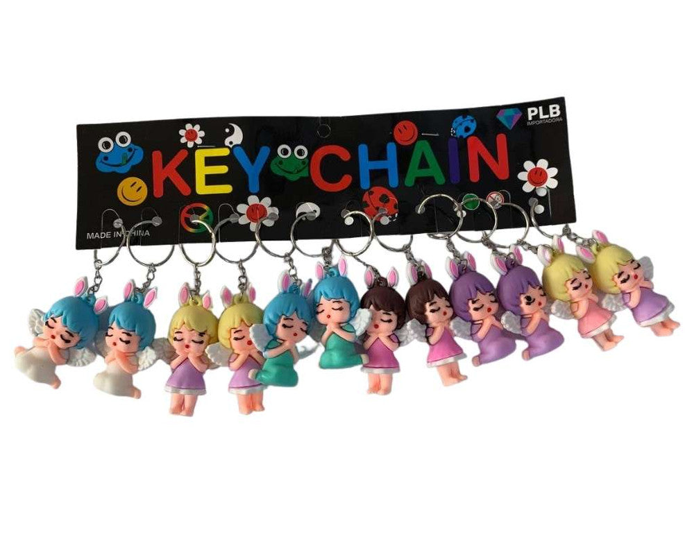 COLORFUL KEYCHAIN ANGEL GIRL – Set of 12