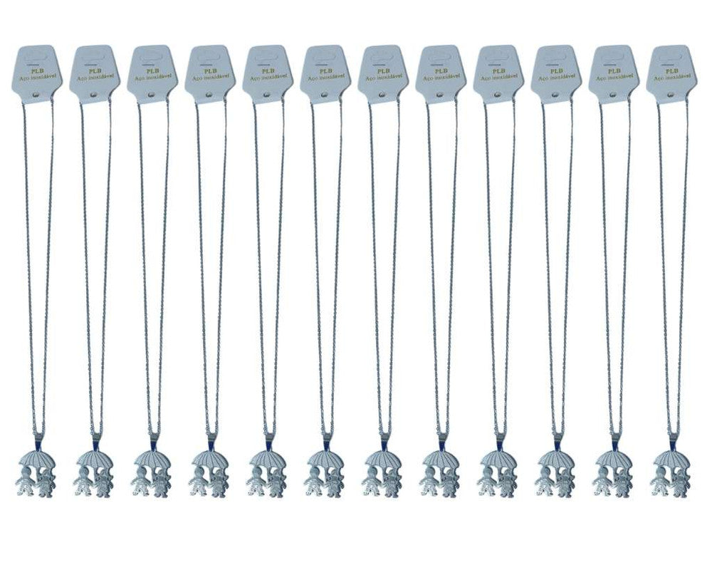 SILVER NECKLACE COUPLE PENDANT WITH UMBRELLA - Set of 12