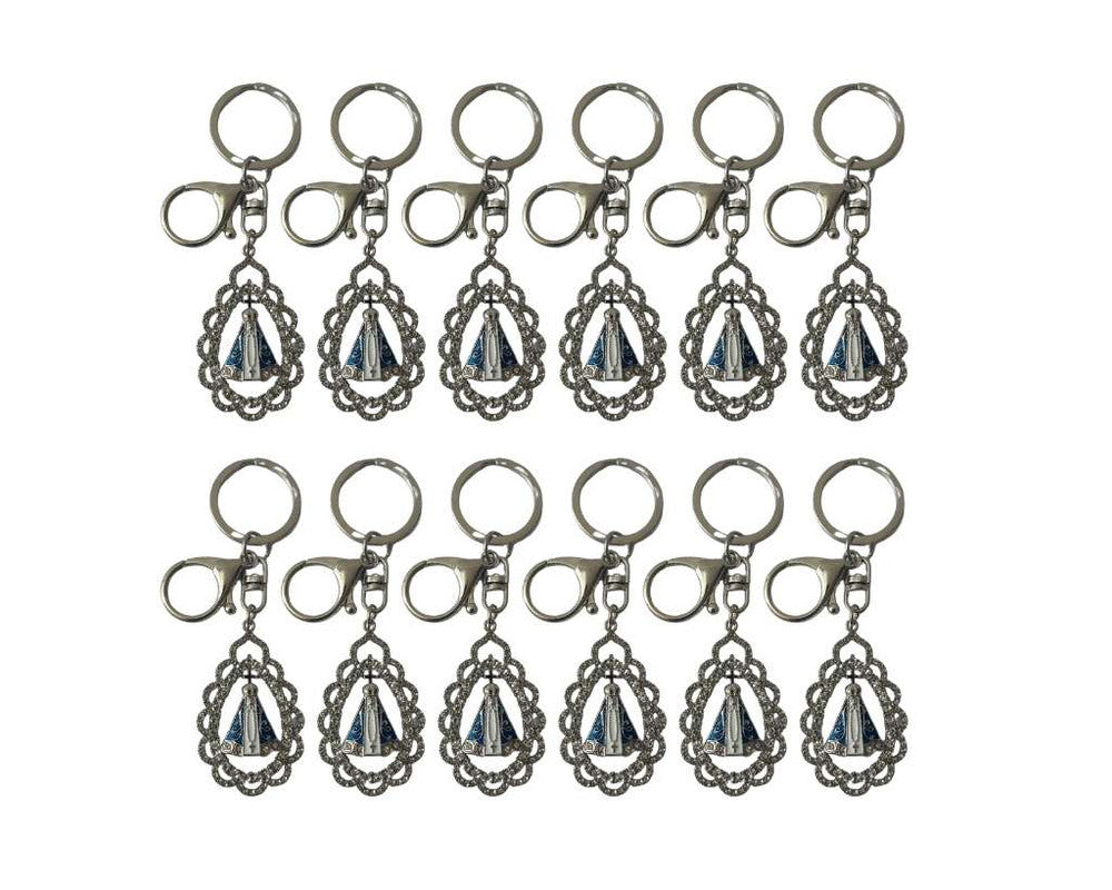 SILVER STAINLESS STEEL LEAF O. LADY APPARITIONS WITH RHINESTONES – Set of 12