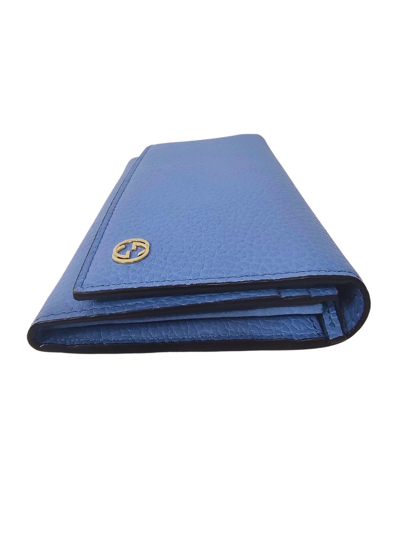 GUCCI Interlocking G Long WalletBlue Leather Women.