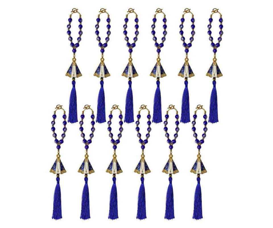 BLUE/WHITE APPARITIONS CATHOLIC THIRD WITH RHINESTONES – Set of 12