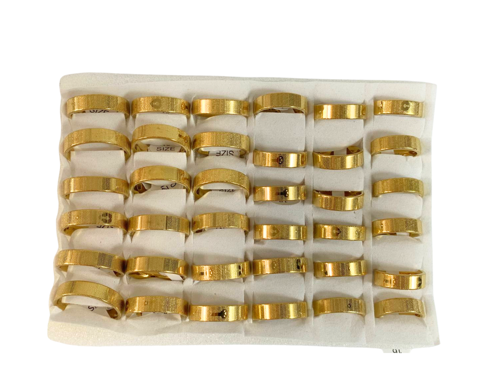 GOLDEN STAINLESS STEEL RING KEY DESIGN 6MM – Set of 36