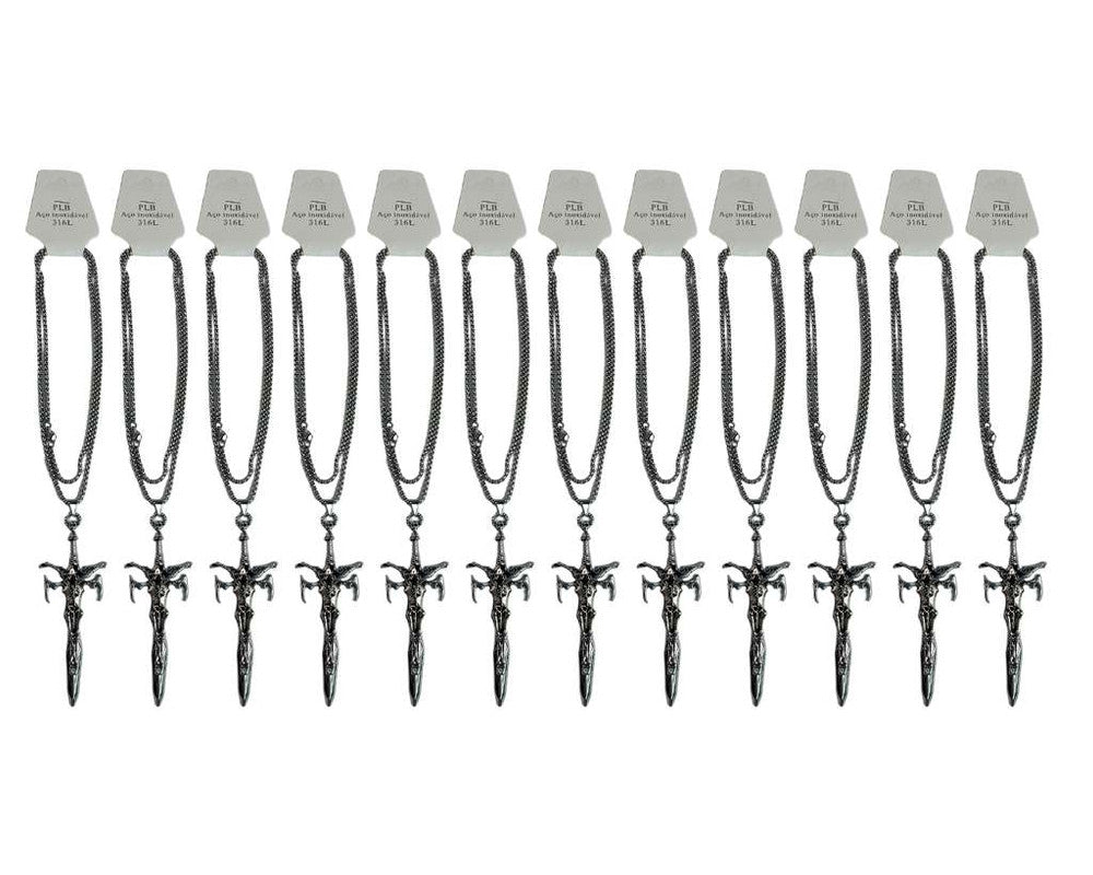 SILVER STAINLESS STEEL SKULL ON THE CROSS – Set of 12