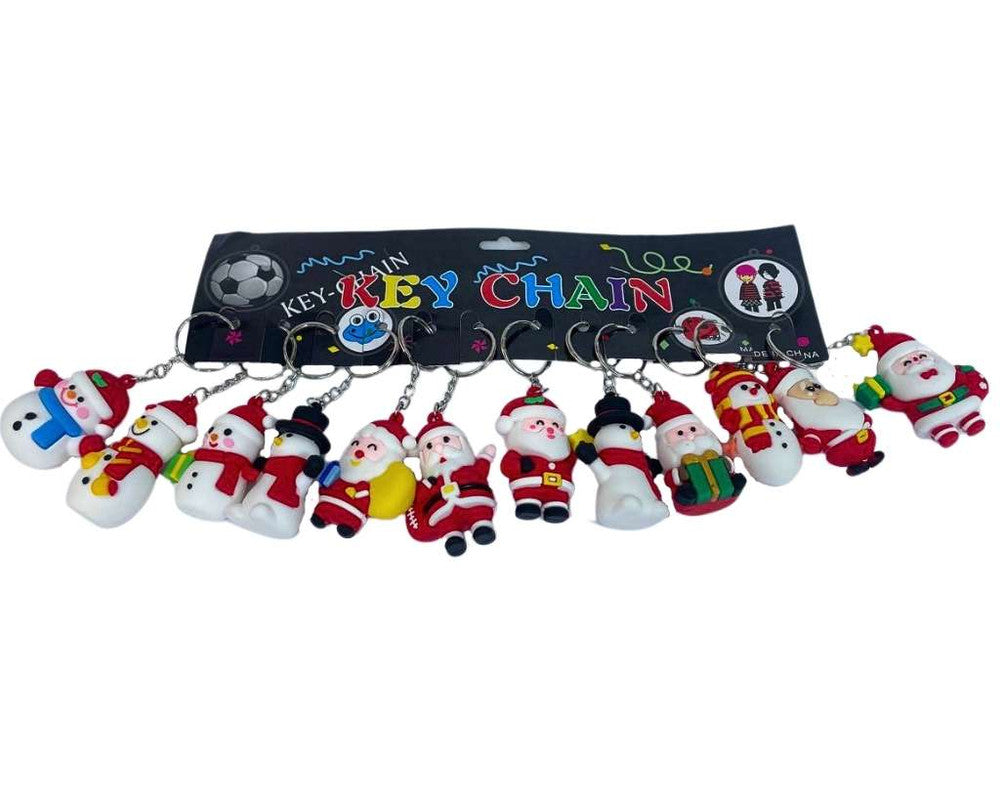 RUBBER KEYCHAIN CHRISTMAS AND SNOWMAN- Set of 12