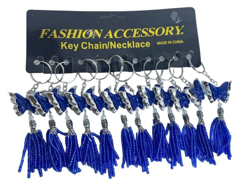 SILVER KEYCHAIN BLUE BUTTERFLY – Set of 12