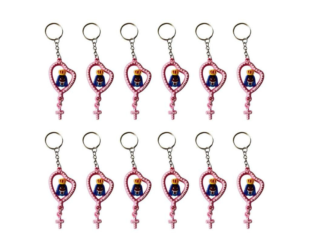 PINK RUBBER OUR LADY APPARITION KEYCHAIN – Set of 12