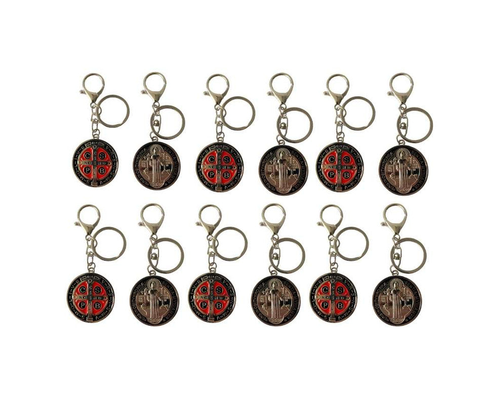 SILVER STAINLESS STEEL MEDAL SAINT BENEDICT – Set of 12