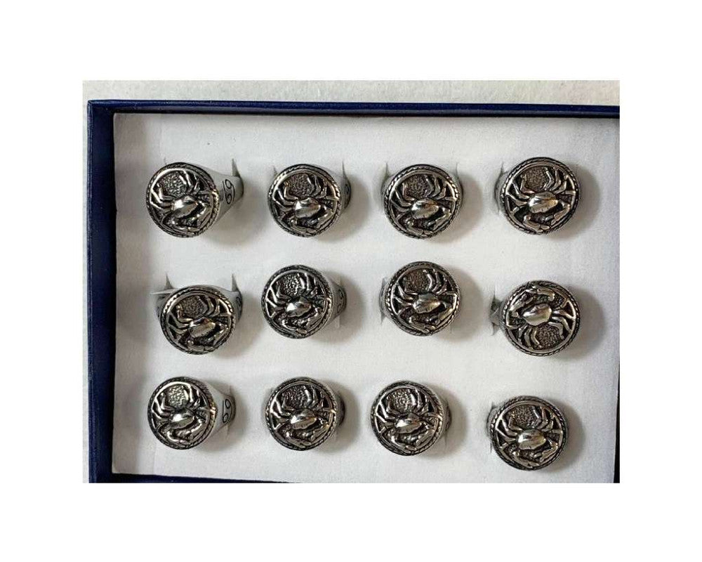 SILVER STAINLESS STEEL RING SIGN OF CANCER – Set of 12