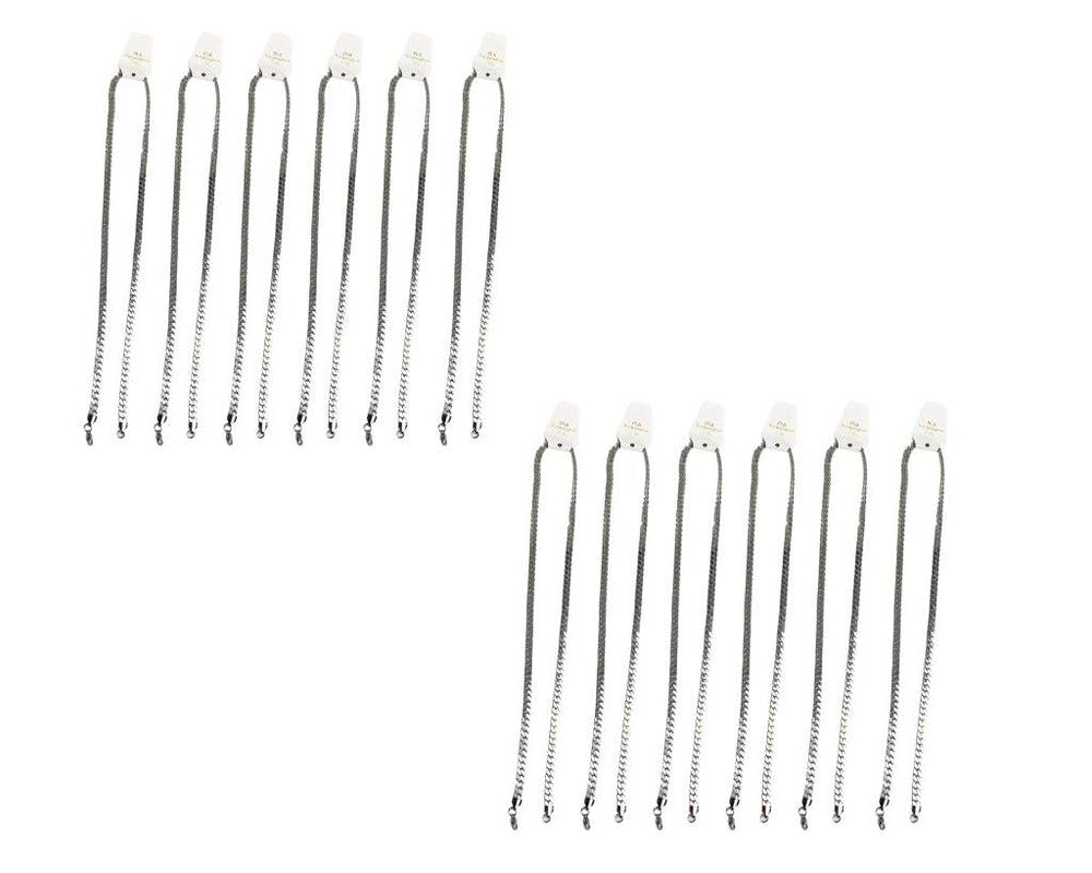 SILVER STAINLESS STEEL GRUMET FLAT CHAIN 6.5MM / 70 CM – Set of 12