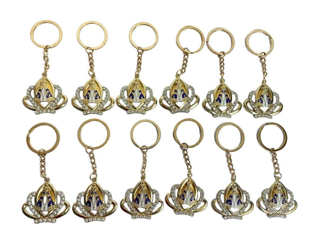GOLDEN O. LADY OF APPARITIONS CROWN WITH RHINESTONES KEYCHAIN – 12