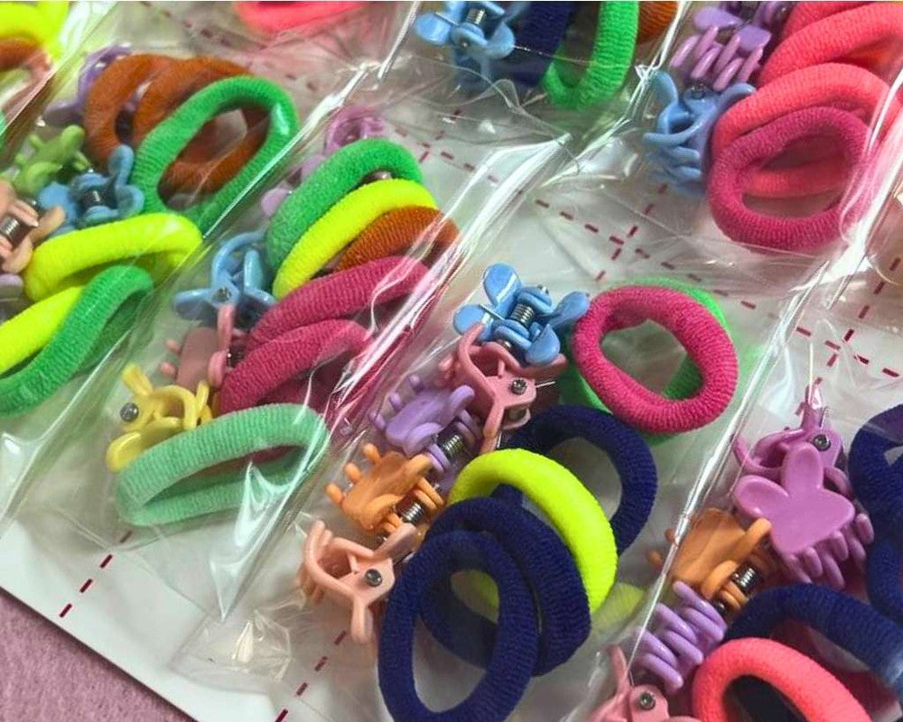 HAIR KIDS ACCESSORIES JAW CLIPS/ ELASTIC- Set of 10
