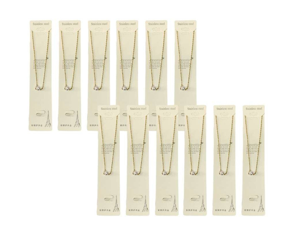 GOLDEN NECKLACE WITH PEARLS– Set of 12