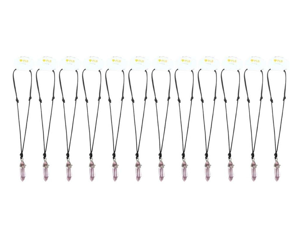 NECKLACE PINK HEXAGONAL CRYSTAL PENDANT- Set of 12