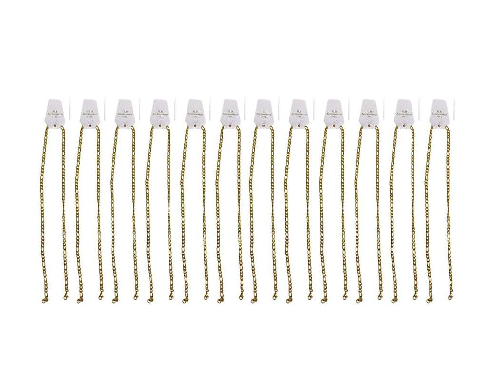 GOLDEN STAINLESS STEEL CHAIN FÍGARO 1.4 MM / 60 CM – Set of 12
