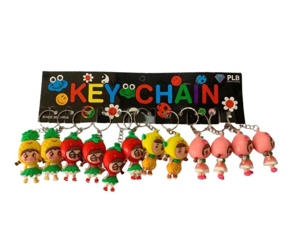 RUBBER KEYCHAIN GIRL FANTASY FRUITS - Set of 12
