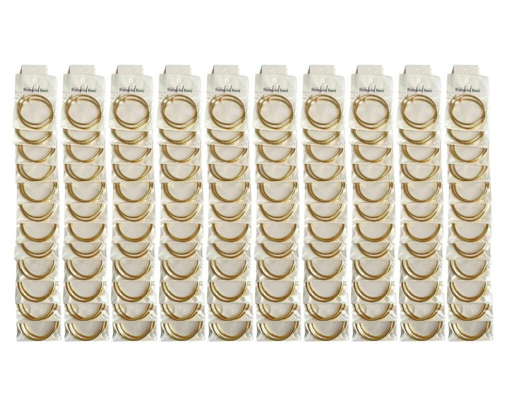 GOLDEN STAINLESS STEEL EARRINGS HOOP 30MM - Set of 120