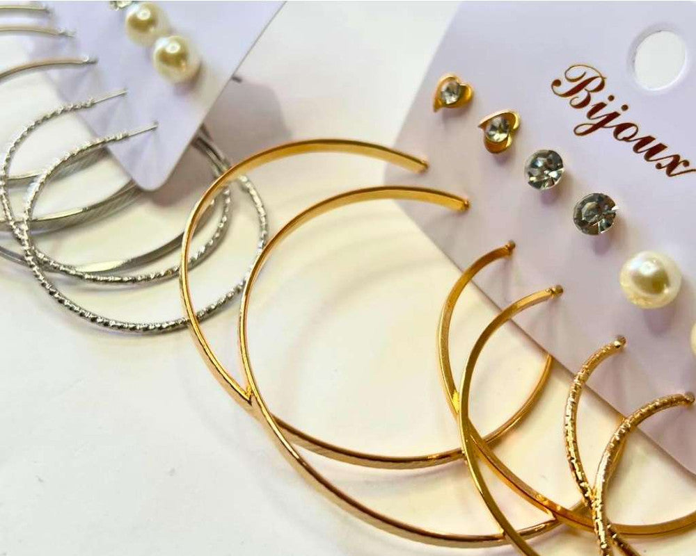 HEART AND HOOP EARRINGS – Set of 12