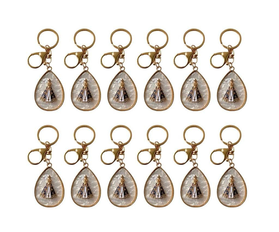 GOLDEN KEYCHAIN OUR LADY APPARITION PEARLEY – Set of 12