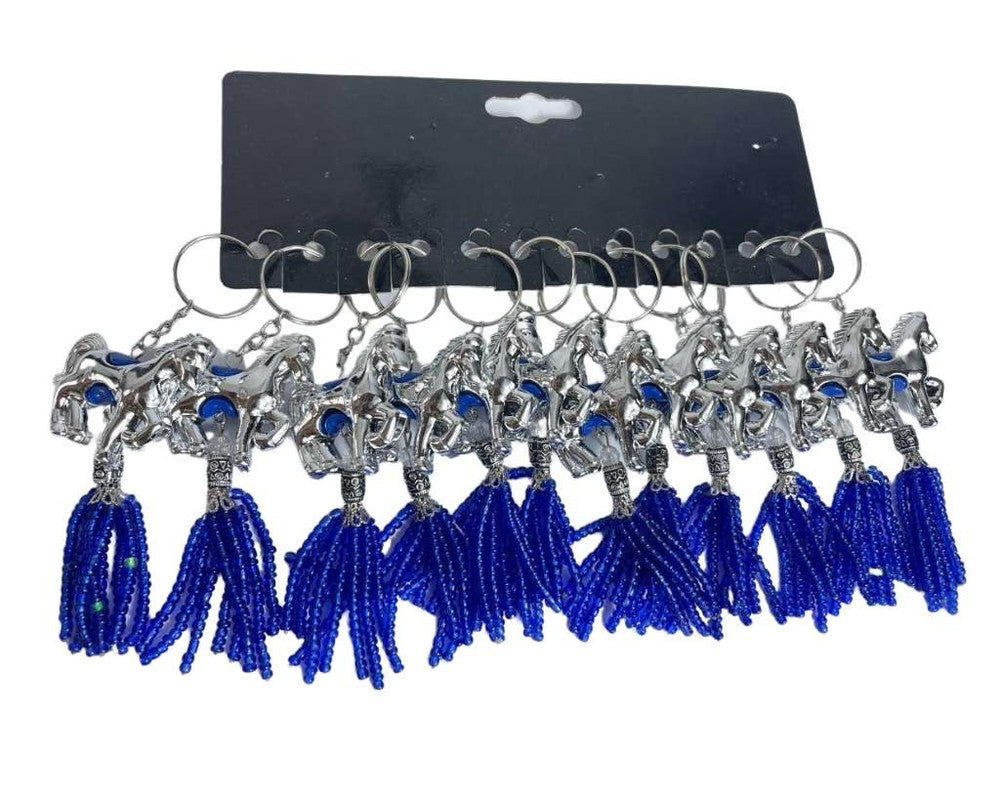 SILVER / BLUE HORSE WITH BLUE BEAD- Set of 12