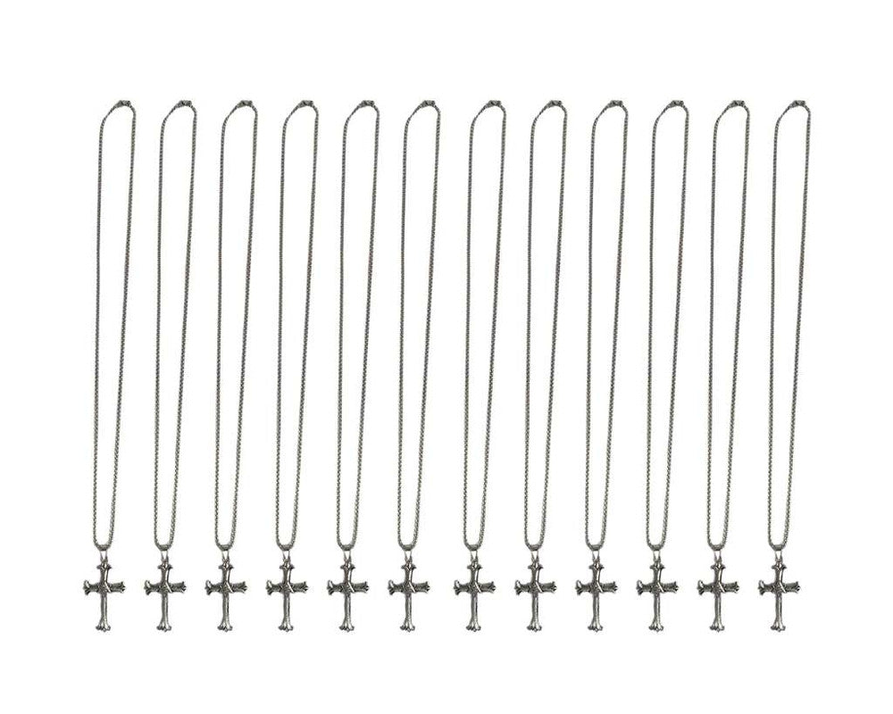 SILVER STAINLESS STEEL NECKLACE CROSS WITH THE ALL-SEEING EYE – Set of 12