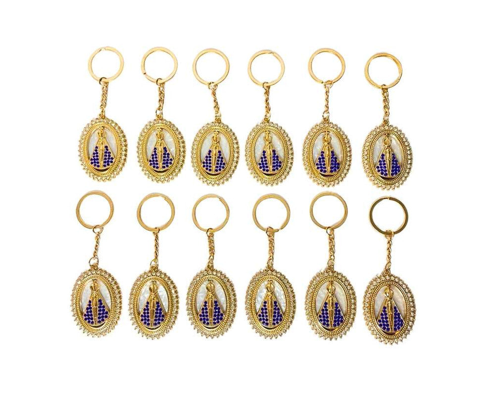 GOLDEN KEYCHAN OUR LADY OF APPARITIONS OVAL WITH RHINESTONES- Set of 12
