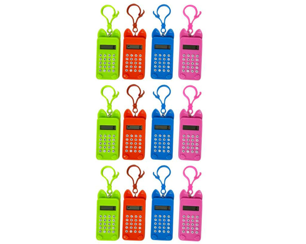 COLORED KEYCHAIN LITTLE EAR CALCULATOR- Set of 12