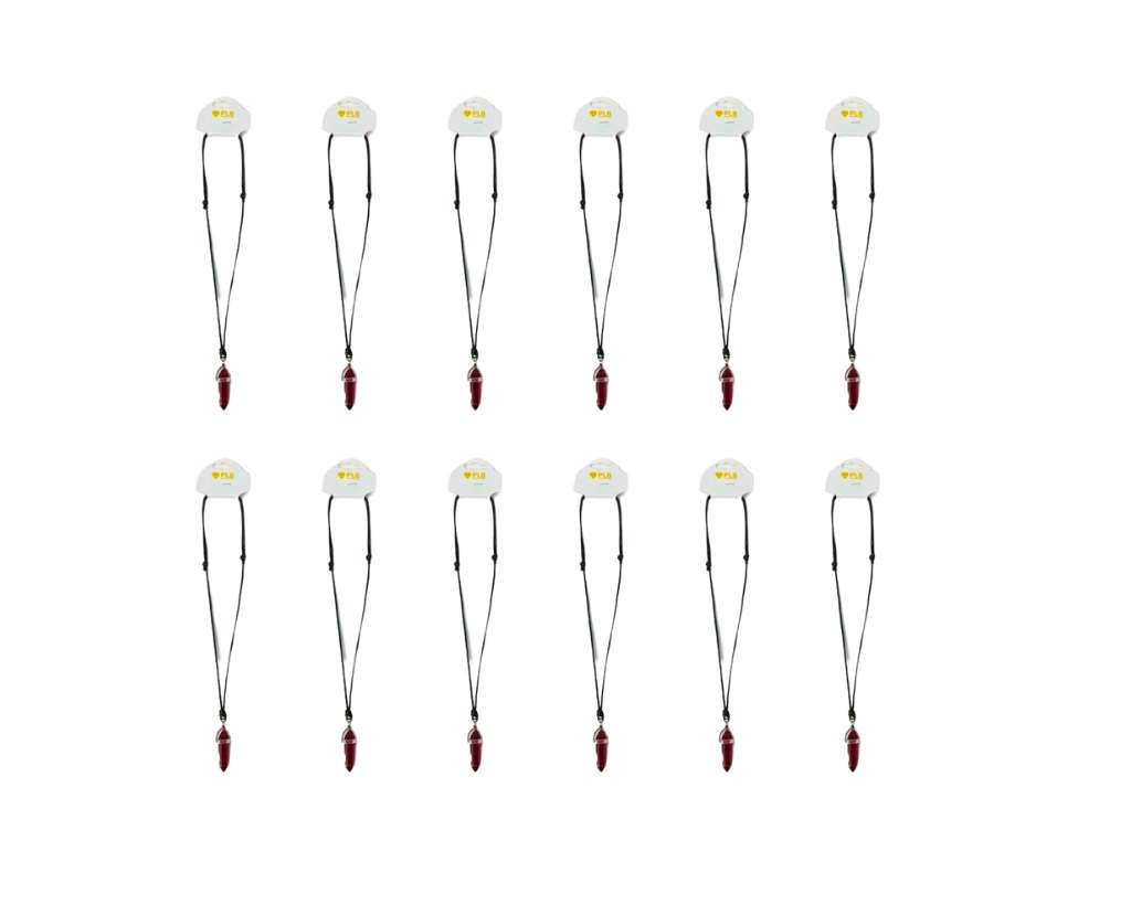 NECKLACE RED HEXAGONAL CRYSTAL PENDANT- Set of 12