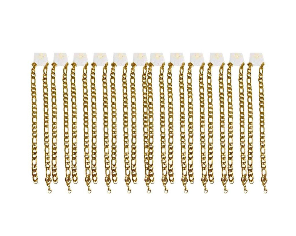 GOLDEN STAINLESS STEEL CHAIN FIGARO 3.0 MM / 60 CM – Set of 12