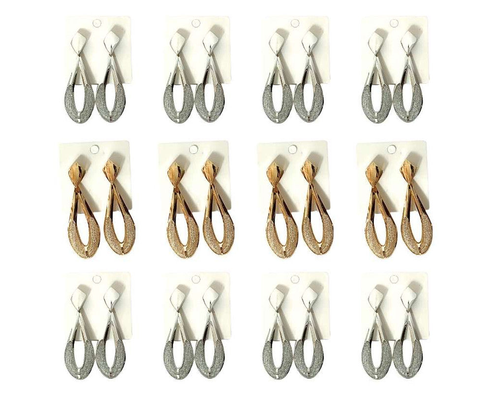 LARGE EARRING DROP WITH SHINY NET – 12 PAIRS