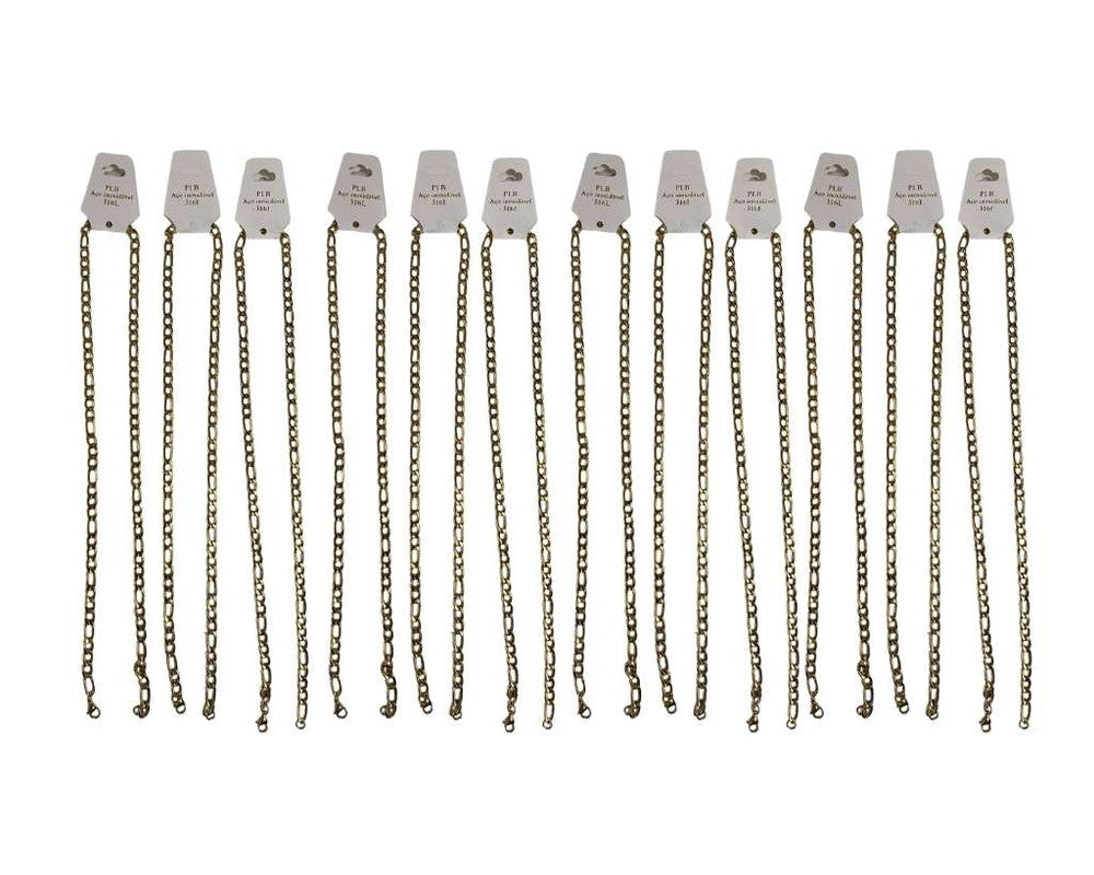 GOLDEN STAINLESS STEEL CHAIN FÍGARO 1.6 MM / 60 CM – Set of 12