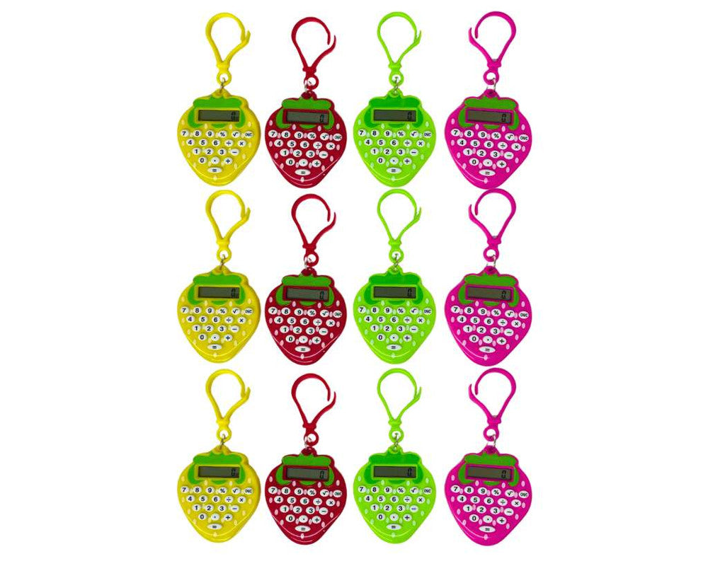 COLORED KEYCHAIN STRAWBERRY CALCULATOR - Set of 12