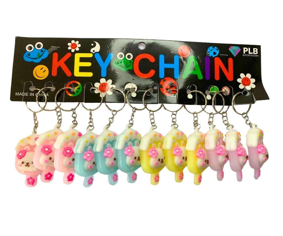 RUBBER KEYCHAIN POPSICLE BEAR - Set of 12