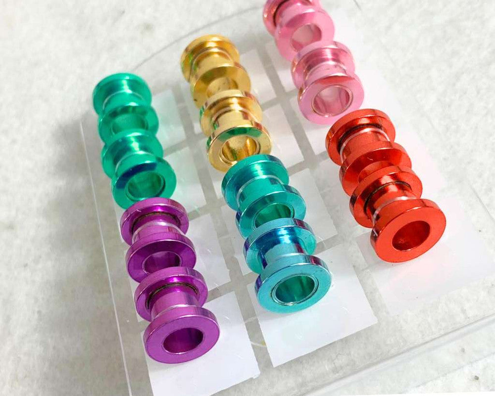 COLORED STAINLESS STEEL STRETCHER PIERCINGS 8MM- 10 pack