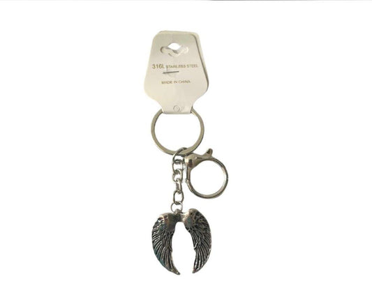 SILVER STAINLESS STEEL KEYCHAIN WINGS – Set of  12