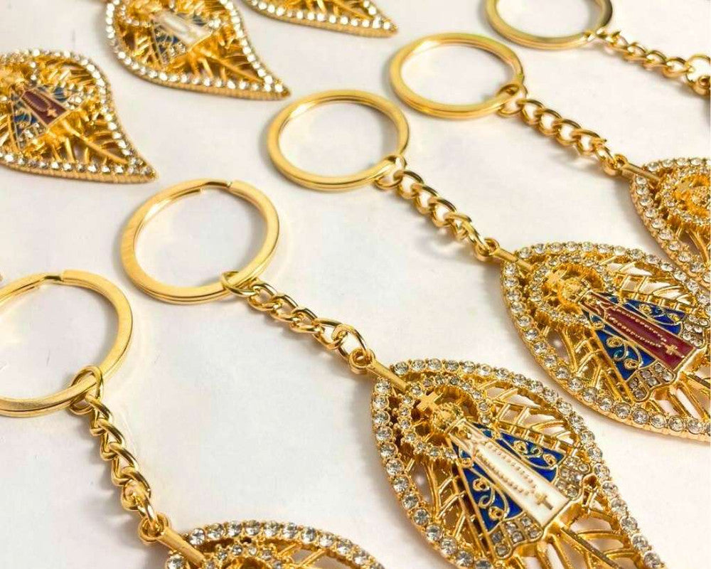 GOLDEN KEYCHAIN OUR LADY OF APPARITIONS- Set of 12