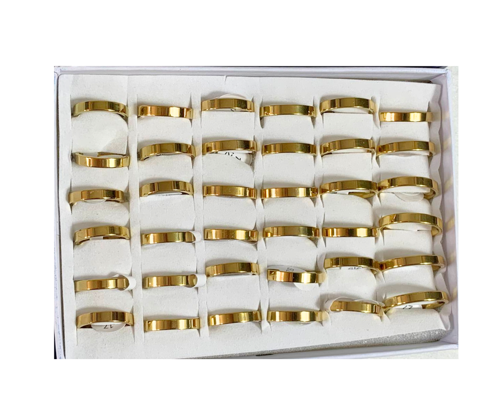 Gold Thin Ring Stainless Steel 4mm -Set of 36