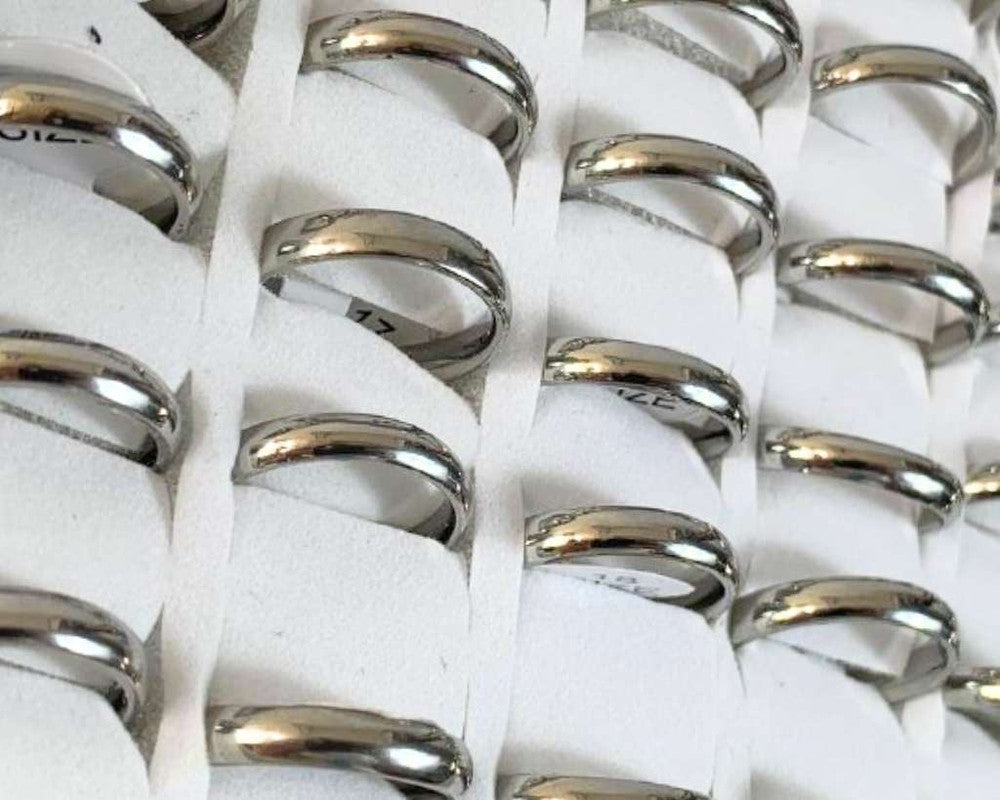 SILVER STAINLESS STEEL RING 4MM – 36 UNITS