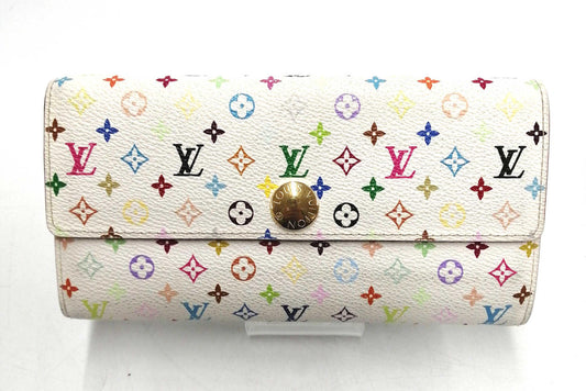 LOUIS VUITTON Monogram Multicolor Sarah Wallet White!!