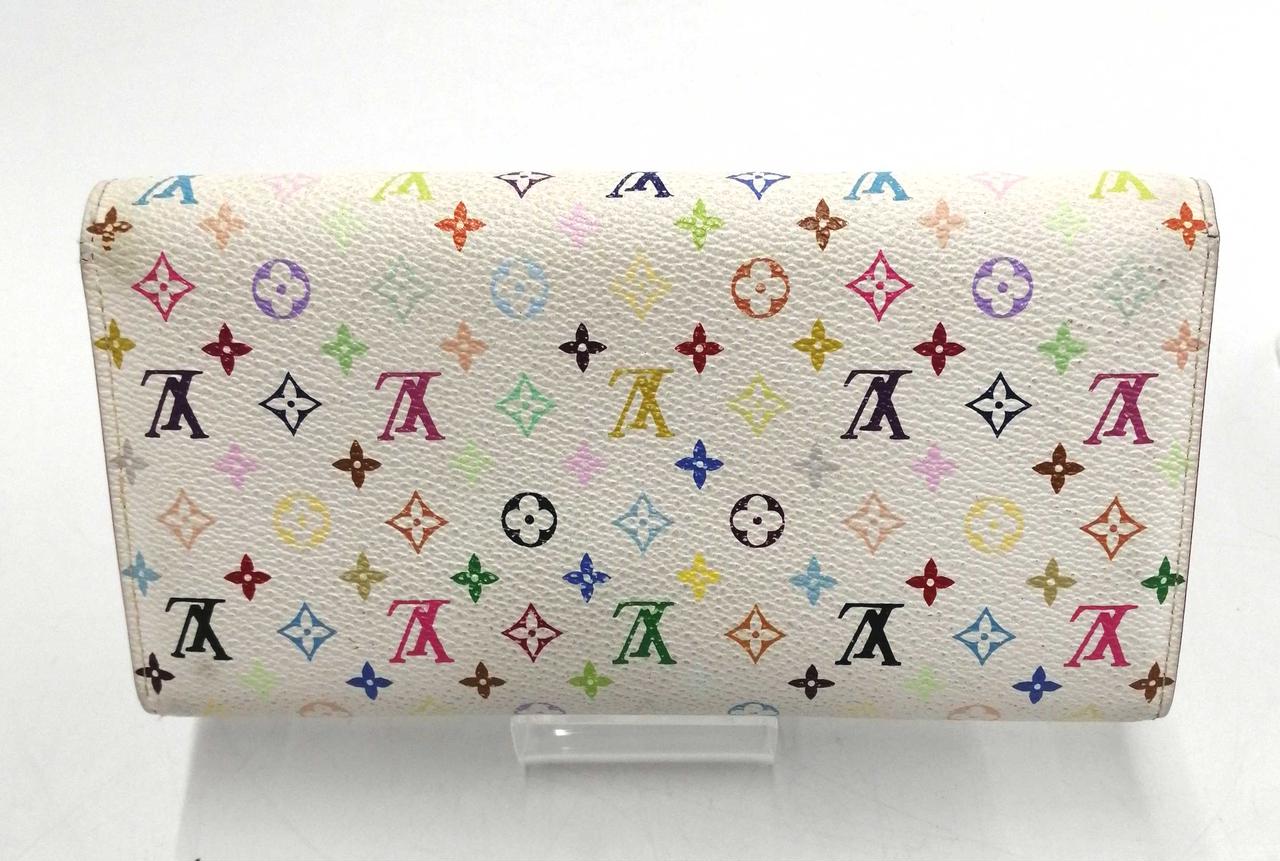 LOUIS VUITTON Monogram Multicolor Sarah Wallet White!!