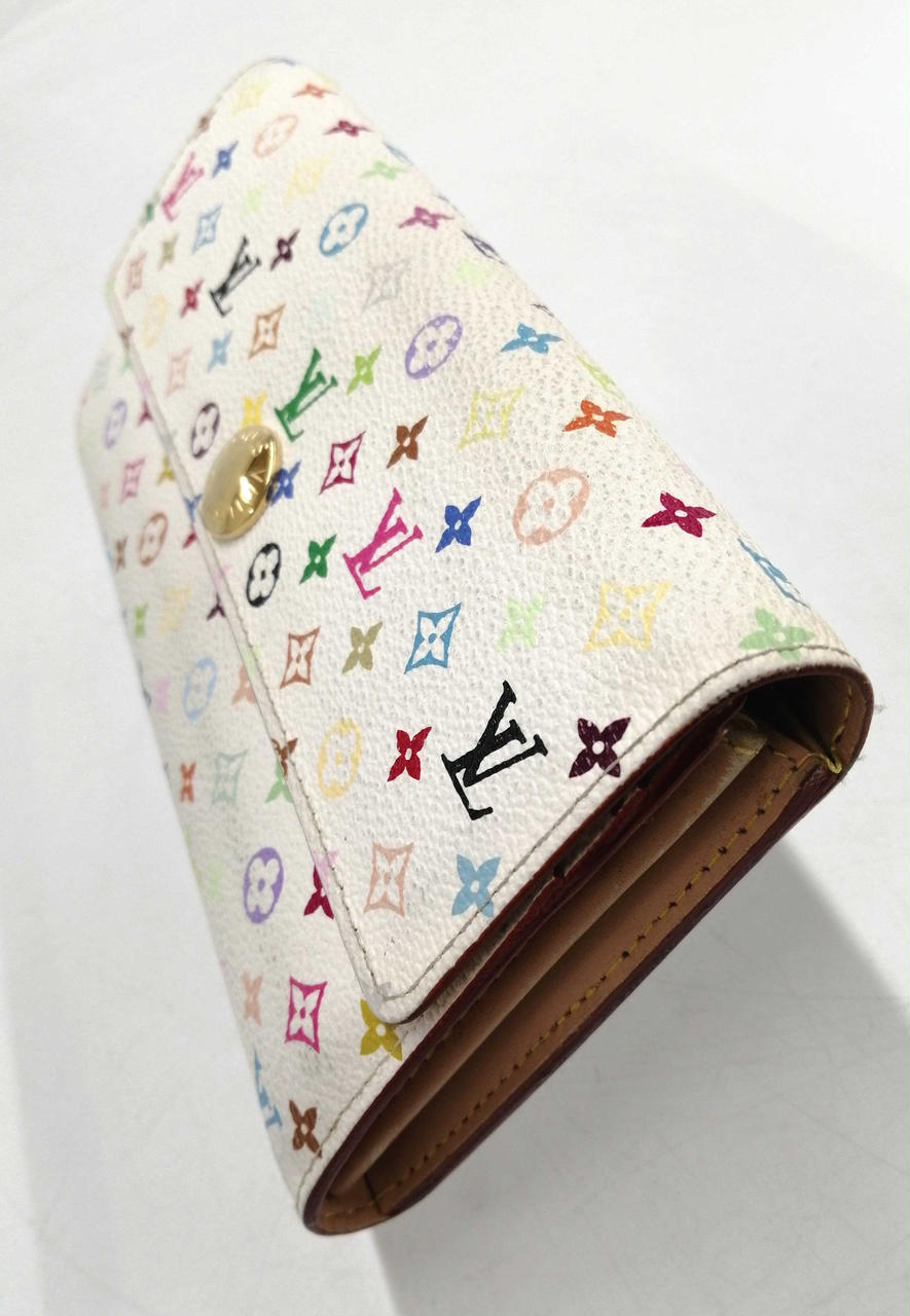 LOUIS VUITTON Monogram Multicolor Sarah Wallet White!!