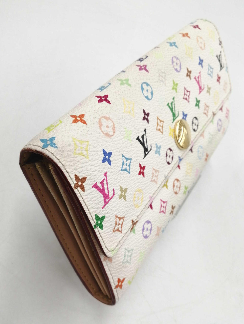 LOUIS VUITTON Monogram Multicolor Sarah Wallet White!!