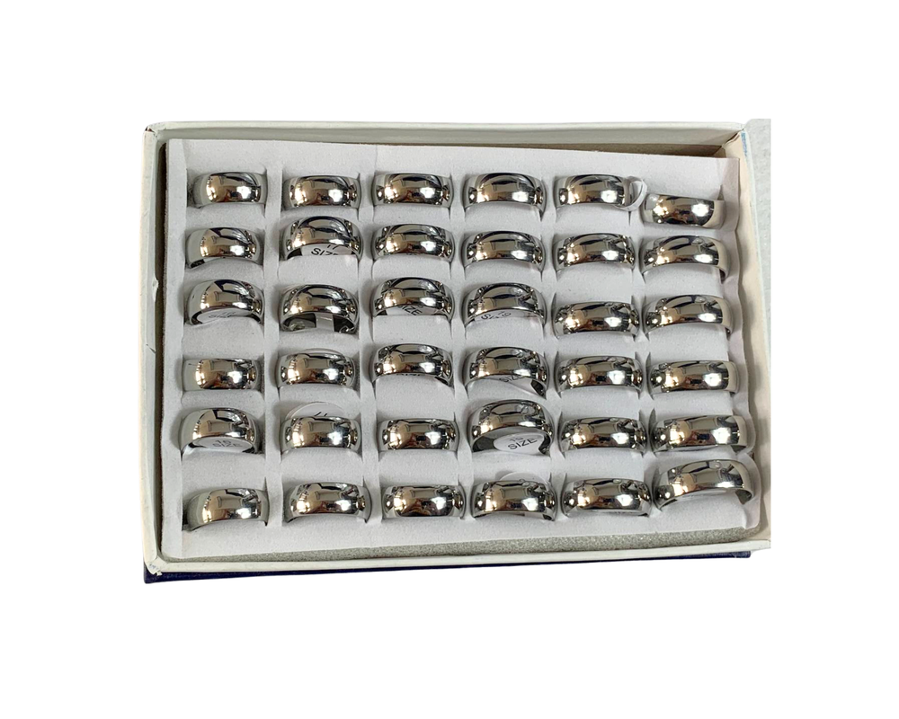 SILVER STAINLESS STEEL RING 8MM – 36 UNITS