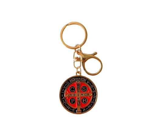 GOLDEN KEYCHAIN SAINT BENEDICT MEDAL- Set of 12