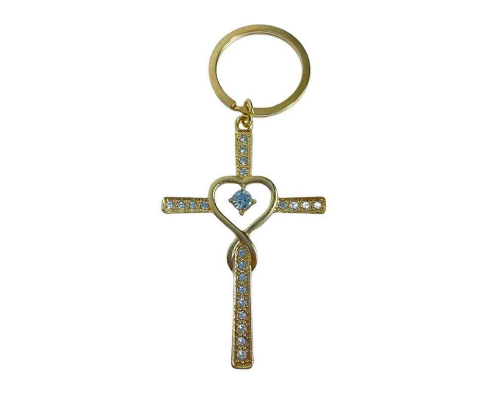 GOLDEN CROSS  WITH HEART DESIGN KEYCHAIN – Set of 12