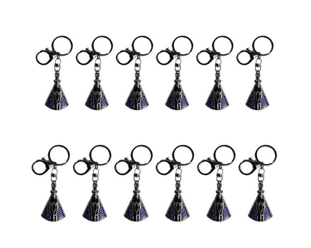 SILVER STAINLESS STEEL KEYCHAIN O.LADY APPARITIONS BROWN – Set of  12