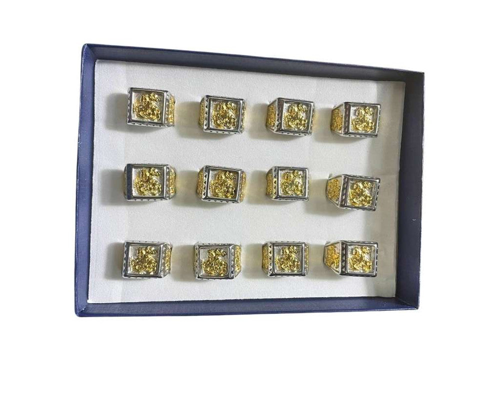 STAINLESS STEEL SAINT JORGE SQUARE GOLDEN RING – Set of 12